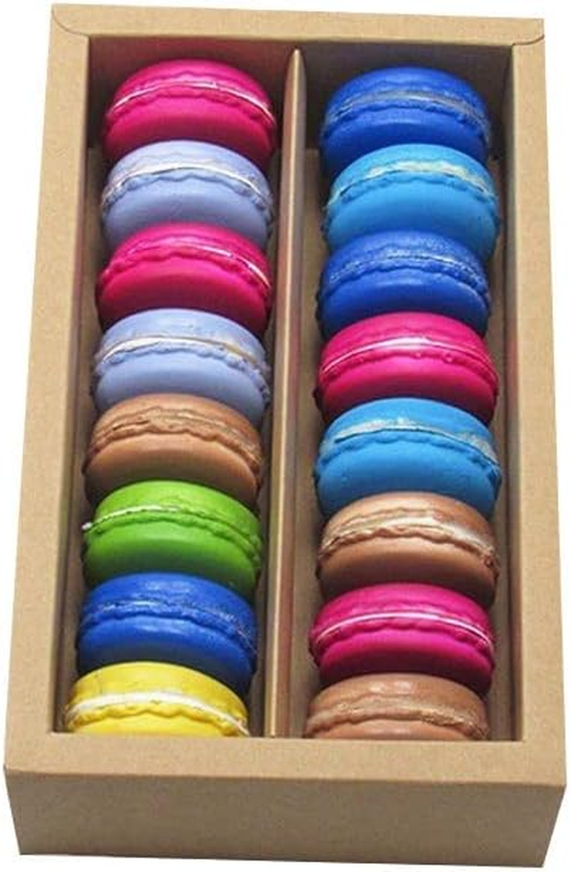 AIMALL 25PCS White/Kraft Macaron Boxes, 8/16 Hold Rectangular Favour Bomboniere Cookie Packaging, 8.07X2.76X1.97In & 8.19X4.92X1.97In, Easy Assemble, Durable, Flat Pack, No Glue