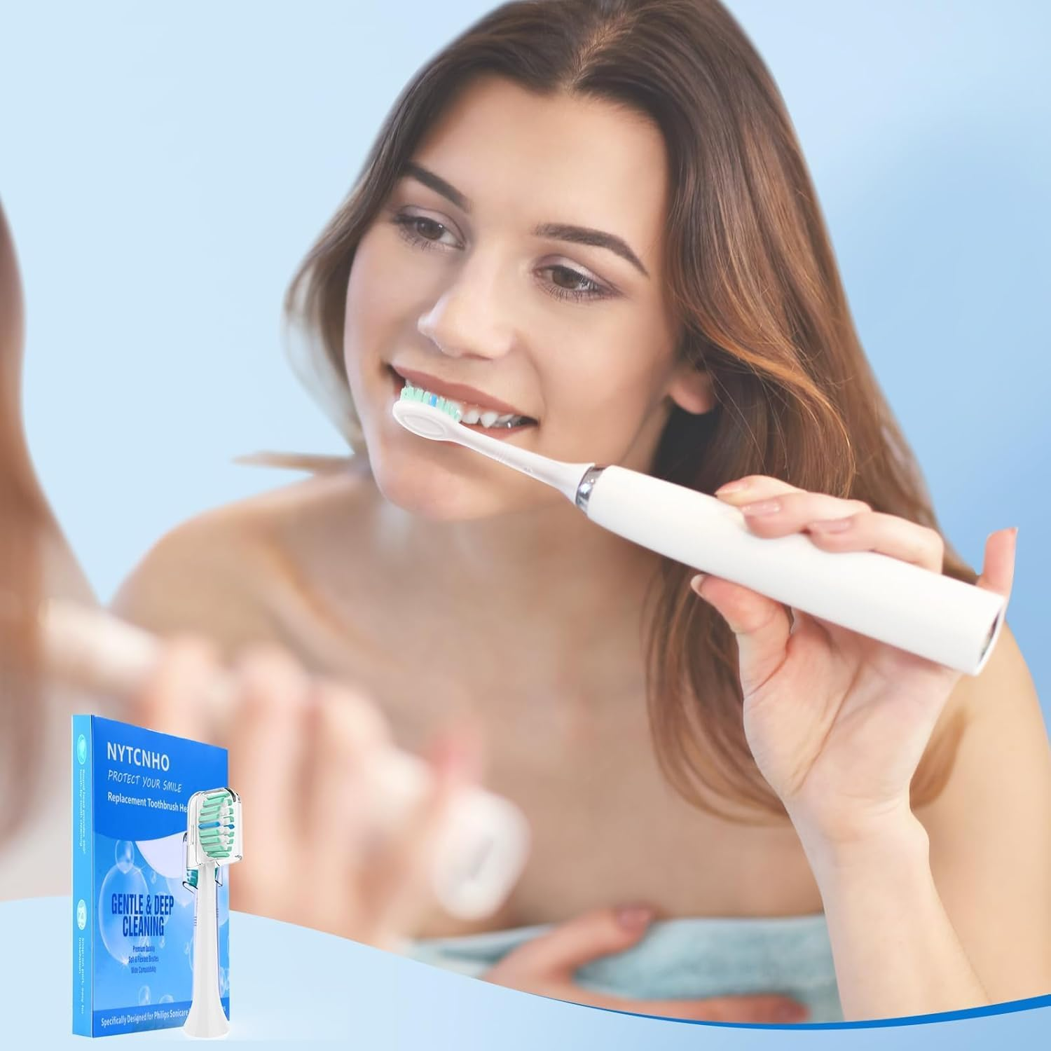 Replacement Toothbrush Heads Compatible with Philips Sonicare Electric Toothbrush, 6 Pack Soft Dupont Bristles, C1 C2 G2 W 4100 HX6062/65 and More Snap-On Handles image number 6