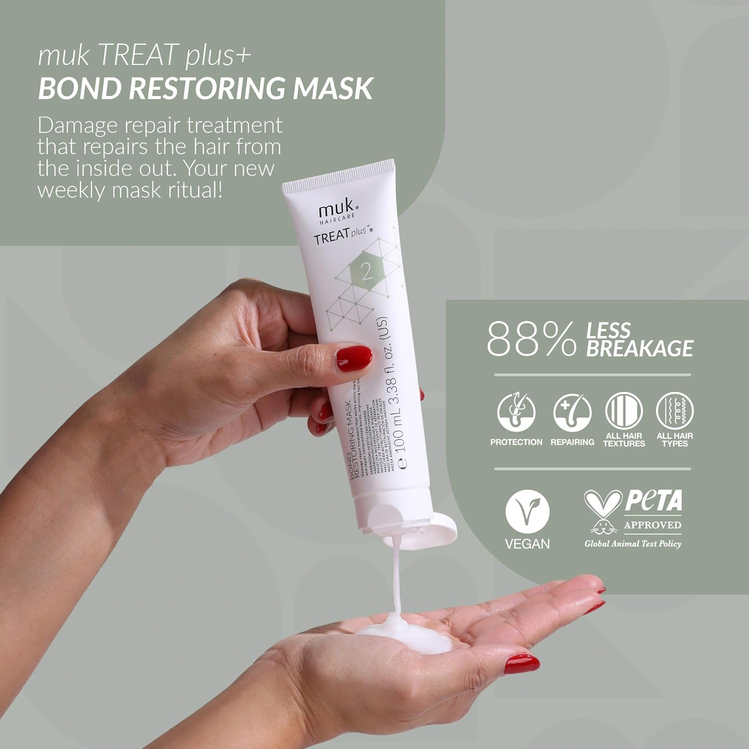 Muk Treat plus + Bond Repair Hair Mask, Restoring Treatment for Damaged, Chemically Treated and Stressed Hair, Strengthening Care, 100 Ml image number 1