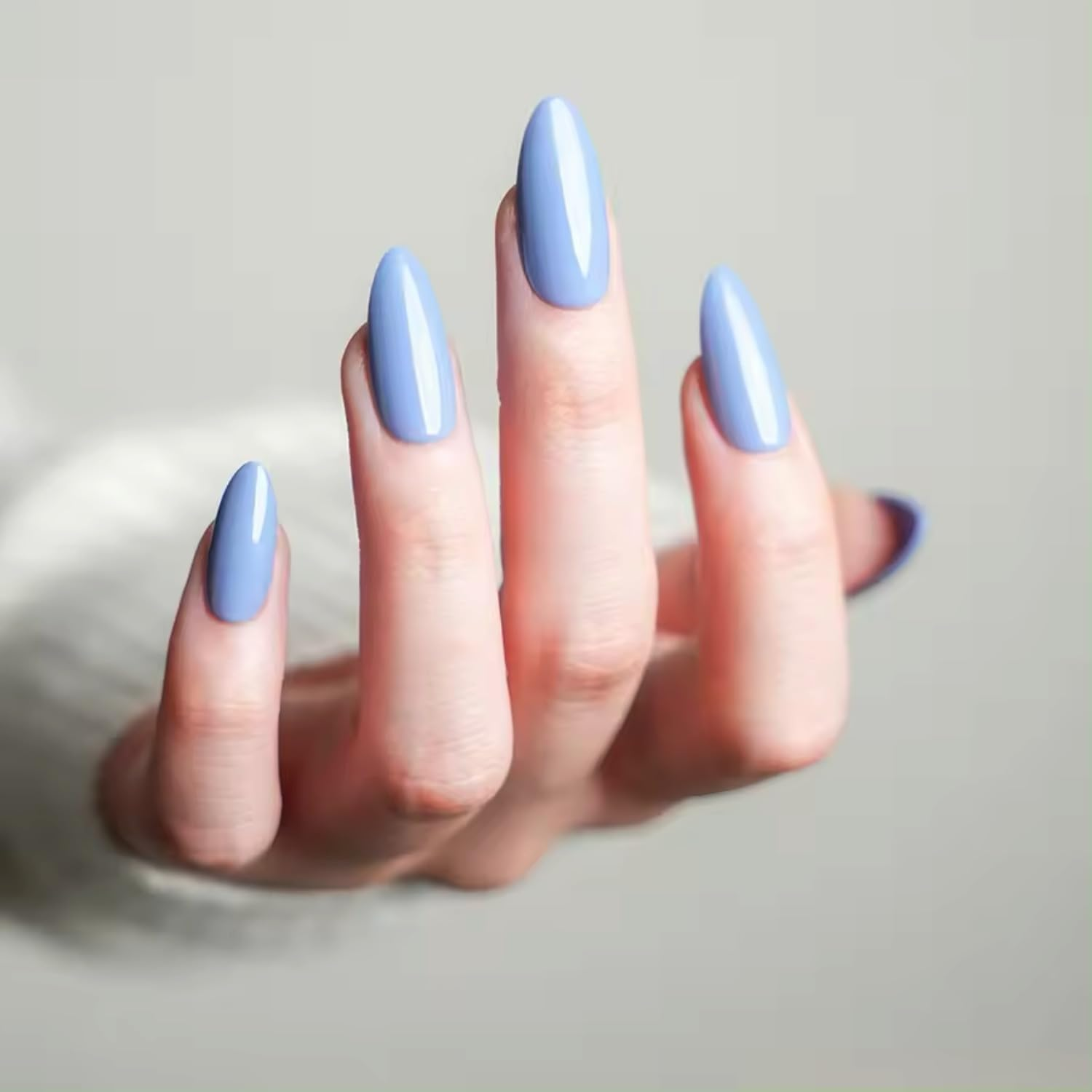 NKA PRESS on NAILS KIT-FALSE ACRYLIC FAKE NAILS -28PC DIY ALL INCLUSIVE REUSABLE MEDIUM ALMOND BLUE PRESS on NAIL-BLUE SKY image number 2