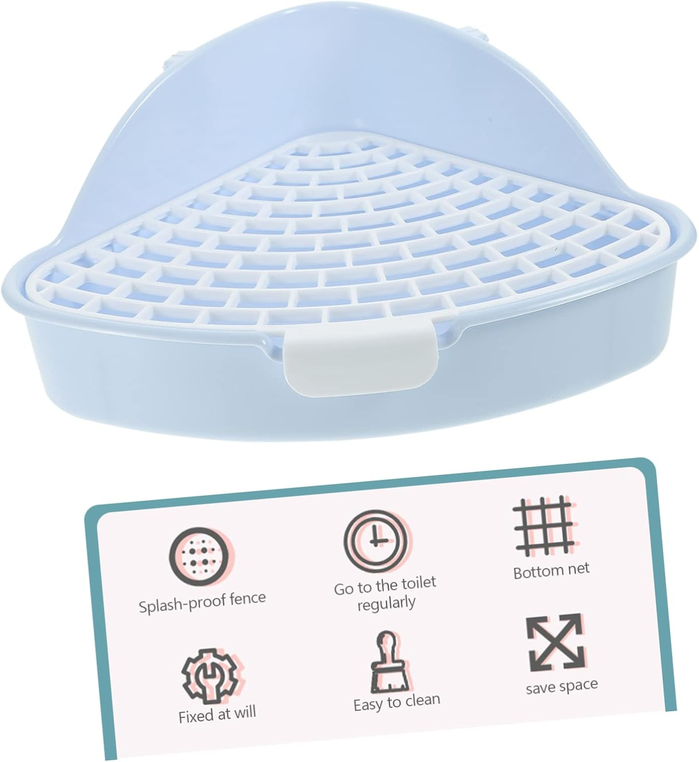 VILLFUL Rabbit Litter Box Corner Potty Trainer for Indoor Bunnies Triangle Pet Toilet for Animals Easy to Clean Pet Supply - White image number 3