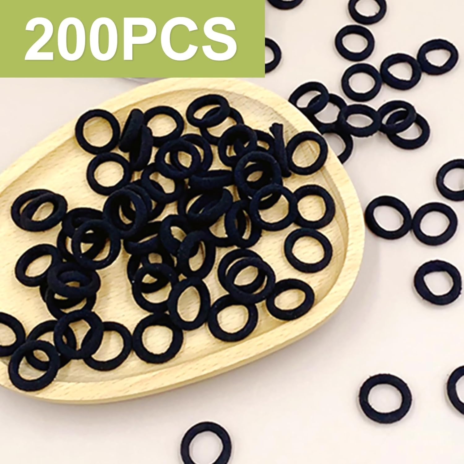 Hanyousheng Pack of 200 Elastic Hair Bobbles Small Hair Bobbles Girls Mini Hair Scrunchies Black Ponytail Holder Perfect for Children, Babies, Little Girls, Black image number 6