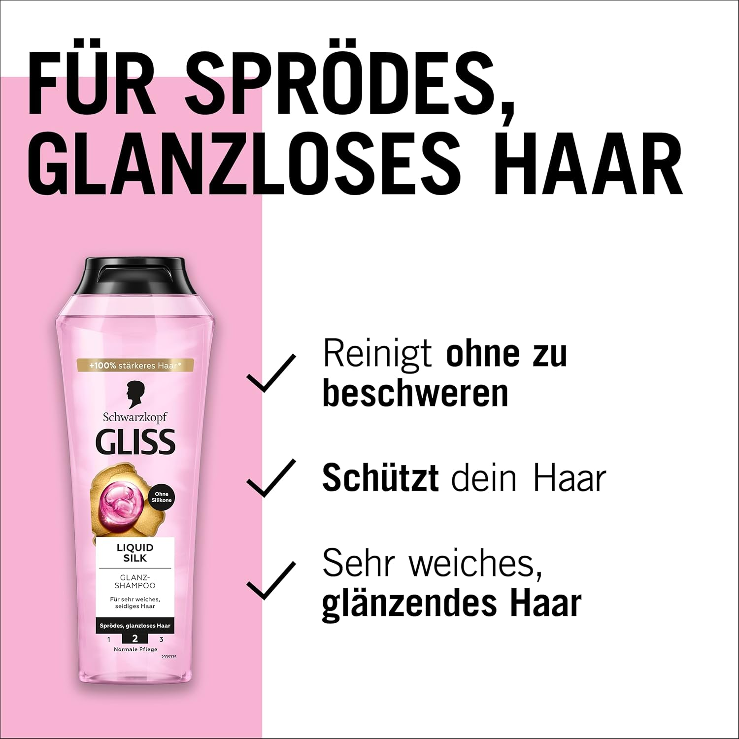 Gliss Kur Liquid Silk Shampoo (250 Ml), Hair Shampoo for a Natural Shine Care Shampoo Smooths the Hair Surface for Exceptionally Soft Hair image number 3