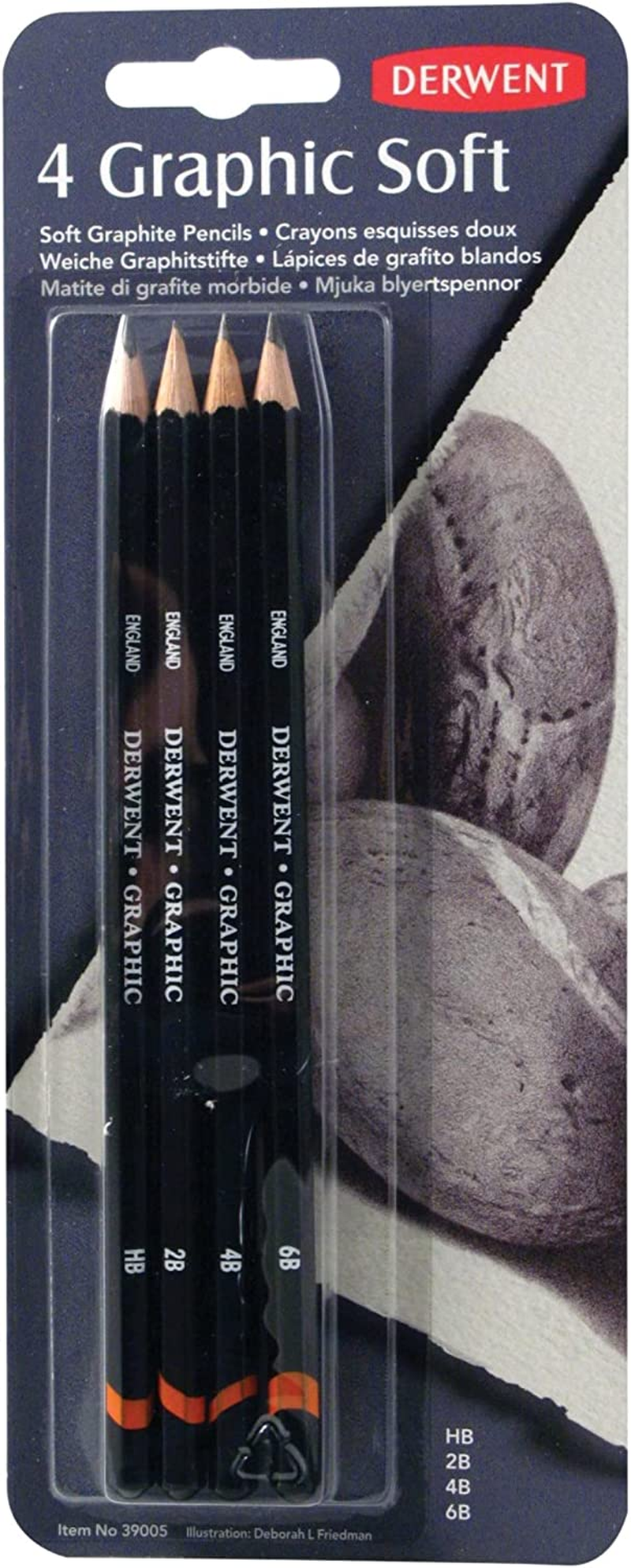 Derwent Charcoal Drawing Pencils, Set of 4, Light, Medium, Dark & Tinted Charcoal White, Professional Quality, 39000 image number 2