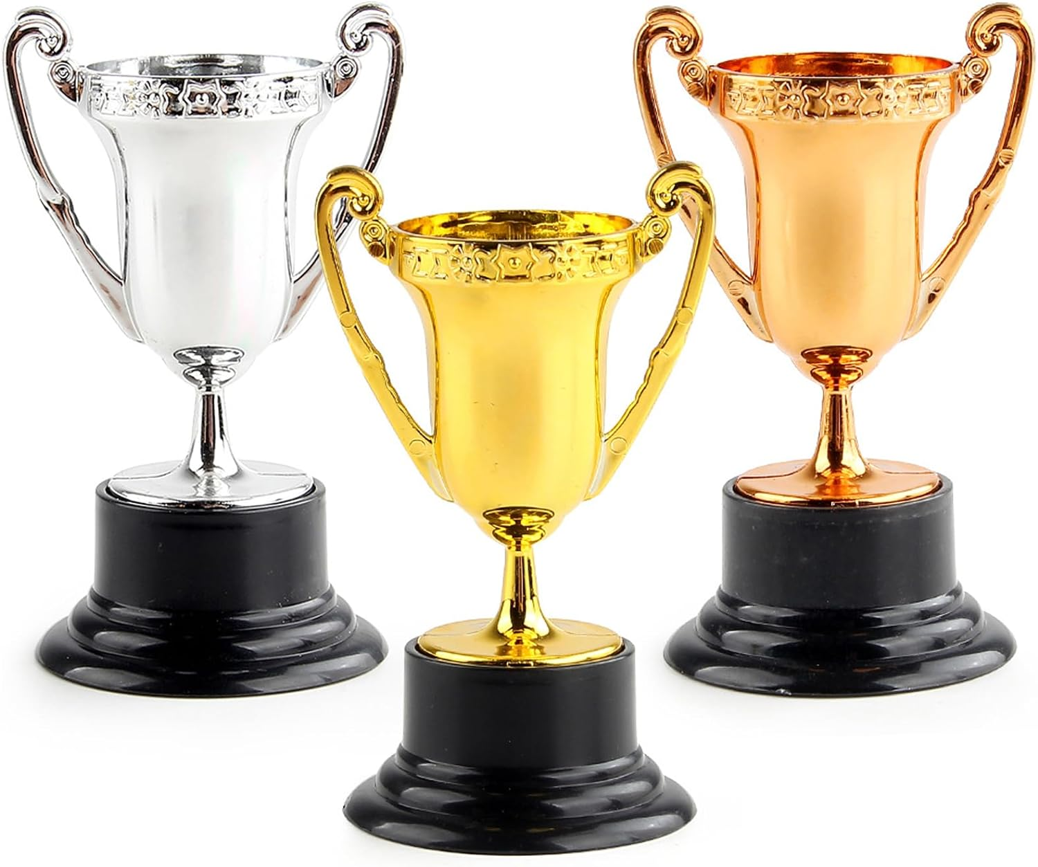 3Pcs Mini Trophy Cups, Plastic Gold Silver Bronze Award Trophies Set for Kids for Party Favors, Props, Rewards, Winning Prizes, Competitions, Family Games Prizes image number 6