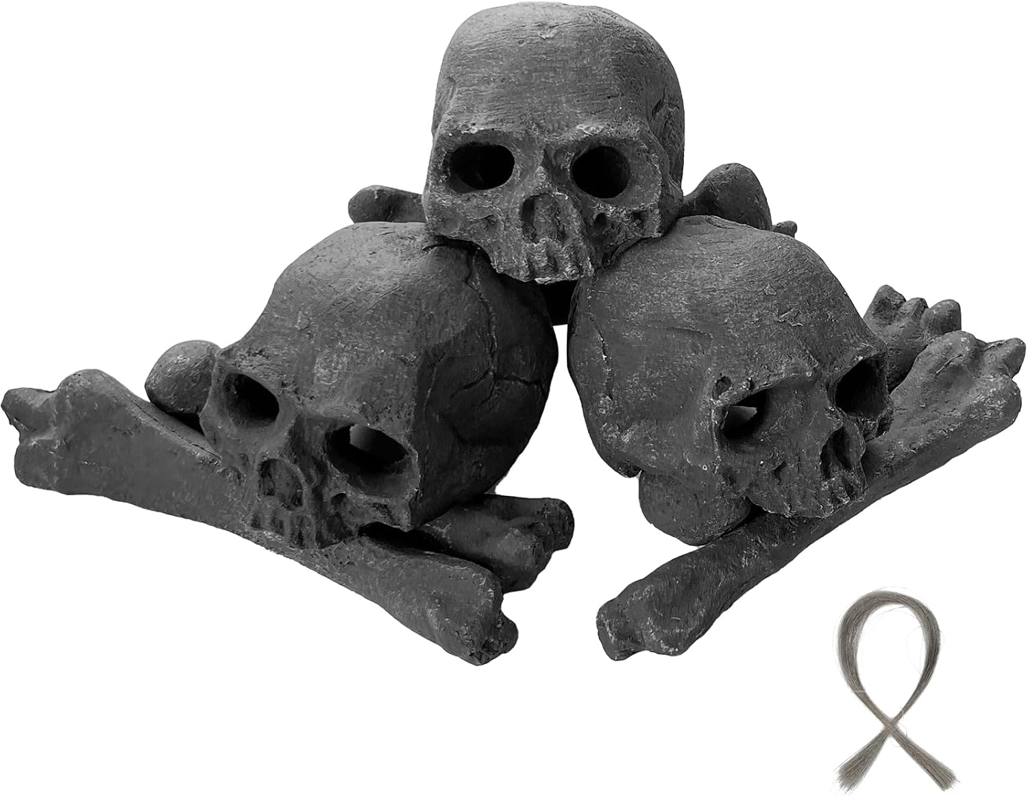 9 Pcs Ceramic Skulls for Fire Pit, Durable Reusable Fireproof Fire Pit Skull Log for Bonfire, Campfire, Fireplace, Firepit, Halloween Decor for Gas, Propane (Grey)