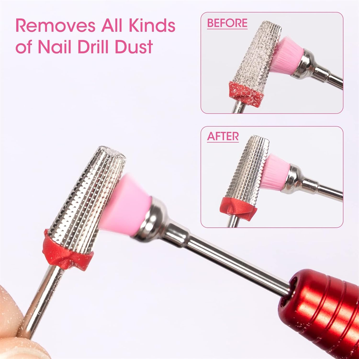 Acycoin2A 5PCS Nail Drill Bit Cleaning Brushes for Nail Electric Drilling Machine Cutter Dust Remover Nail Art Tool