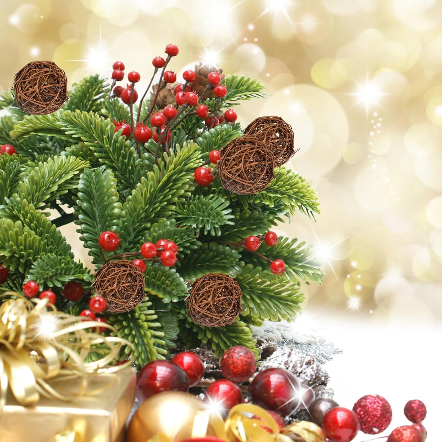 Hoxfly Chew Balls Set, 9 Pieces Willow Ball Toy for Small Animals, 6 Cm Grass Toy for Rabbit Hamster, Bird Chew Toy, Treats Braided Straw Toy for Small Animals, Parrot