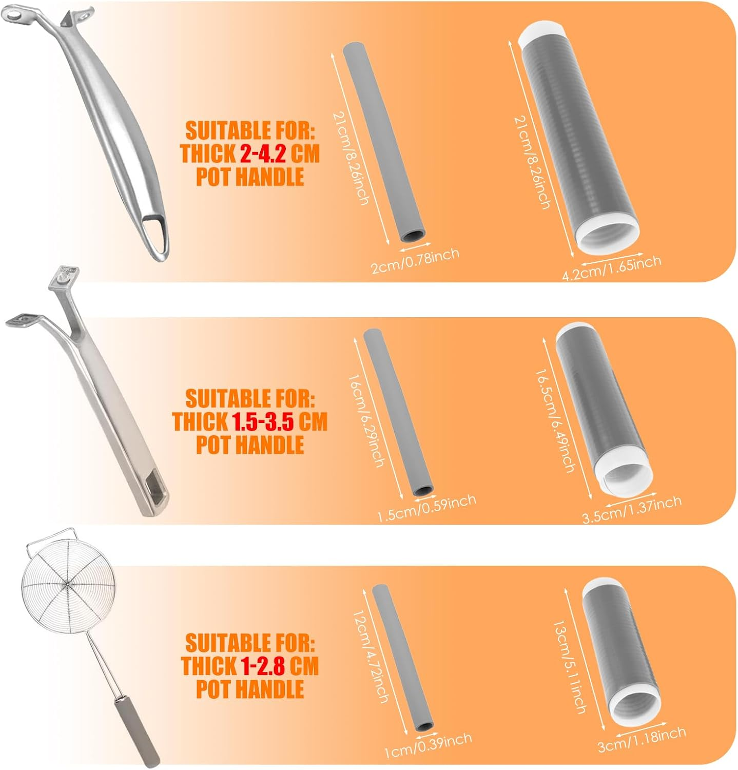 3Pcs Hot Handle Covers Anti-Scalding Silicone Pot Handle Holder Heat Resistant Baking Pa Handle Sleeve for Frying Pan Griddle Pan, Protect Your Hands(S+M+L) image number 5