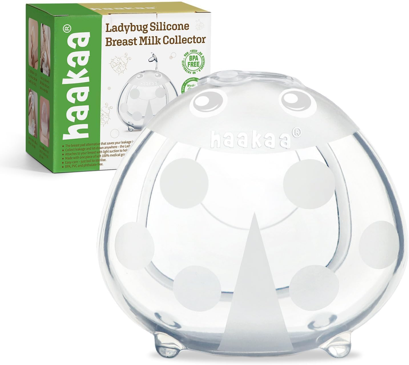 Haakaa Ladybug Milk Collector, Breast Shells Nursing Cup, Silicone Breast Milk Collector, Milk Savers for Breastfeeding, Nipple Shells Protect Sore Nipples Extra-Soft and Reusable (1 Pack, 75Ml image number 2