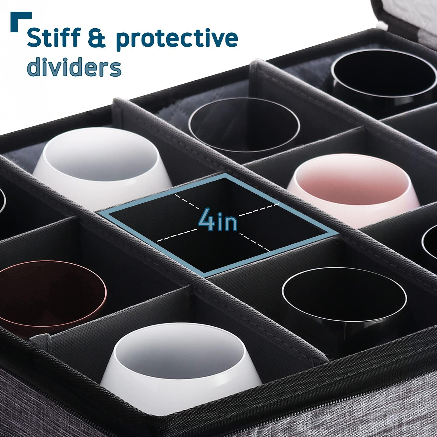 Wine Glass Storage Box with Dividers, Quilted and Stackable Stemware Storage Cases, Service of 12 Glassware Storage Containers, China Storage Containers Hard Shell for Moving and Seasonal Storage image number 1
