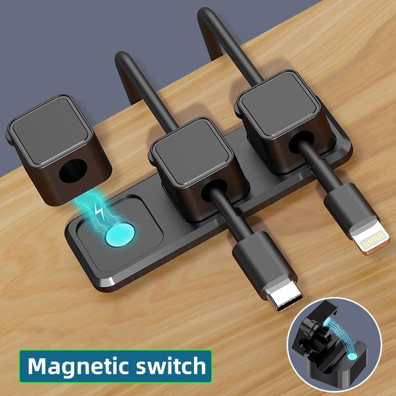 YANGGU WU Magnetic Cord Organizer,Cable Smooth Adjustable Easy Secure Cable Management, Organize Phone USB Charger Cable for Home,Office,Car,Desk,Nightstand
