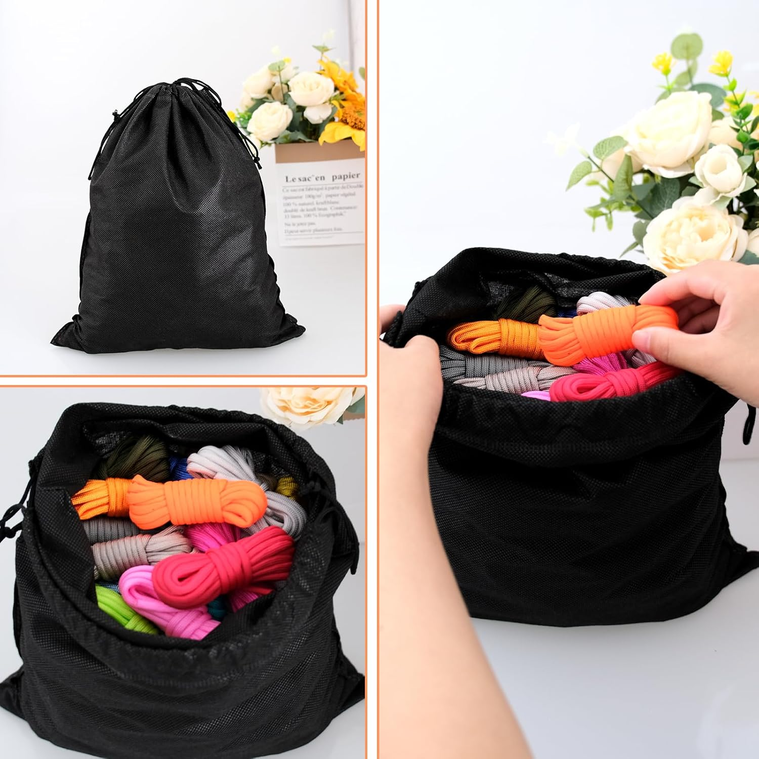 CONEHOY 85 Pcs Paracord 550 Combo Kit 10 Feet Tent Rope Multifunction Parachute Paracord Bracelet Making Kit Outdoor Survival Rope with Drawstring Bag for Making Lanyard Dog Collar Great Gift image number 3