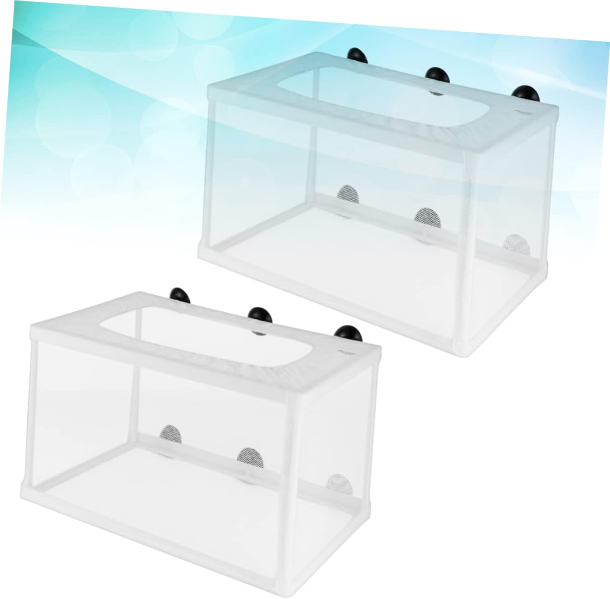 INOOMP 2Pcs Large Fish Net for Hatchery Fry Incubator with Suction Cups, White Mesh Separation Box for Aquarium Breeding Tanks, Suitable for Small Fish and Fry Aquatic Pets image number 4