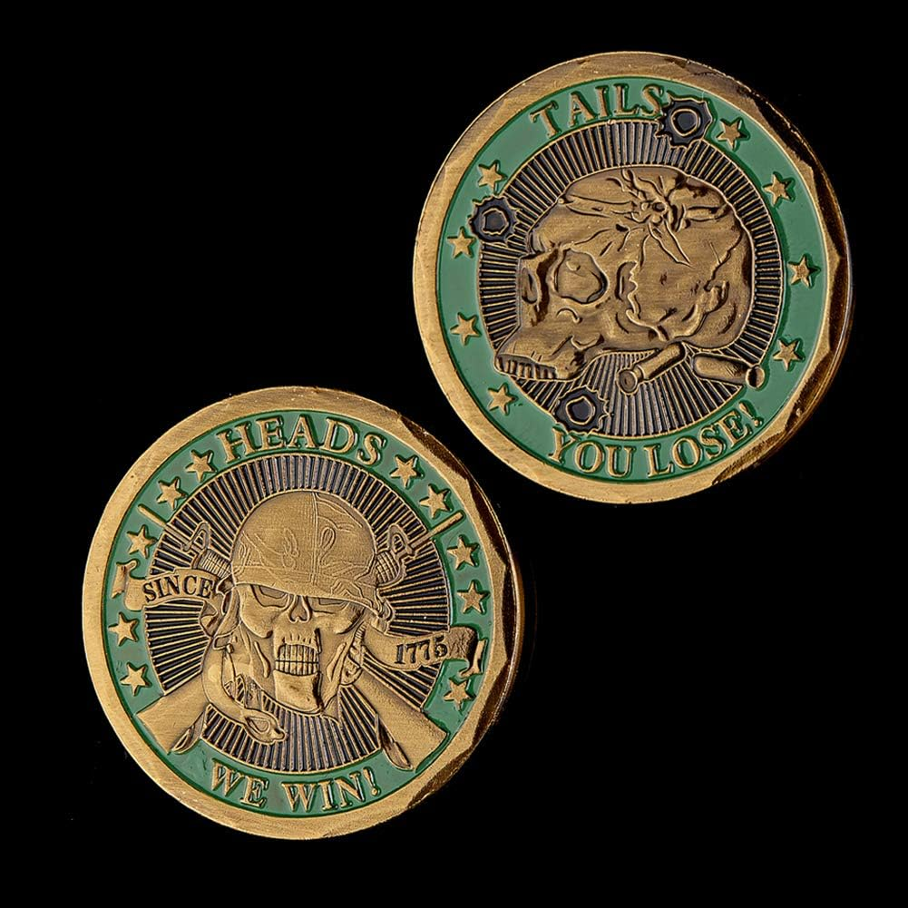 Good Luck Heads Tails Challenge Coin，Heads We Win Tails You Lose image number 1