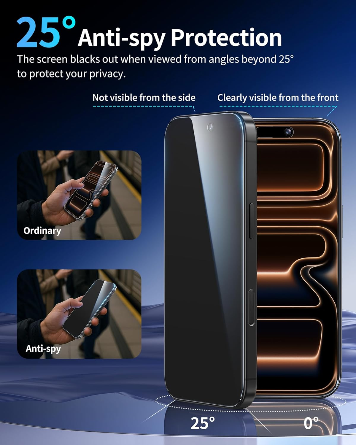 NIMASO for Iphone 17 Pro Max Screen Protector Privacy 6.9-Inch, Dust-Free Instant Installation, 9H Hardness Anti-Spy Tempered Glass Military Grade Shatterproof, Anti-Scratch, 2 Pack image number 6