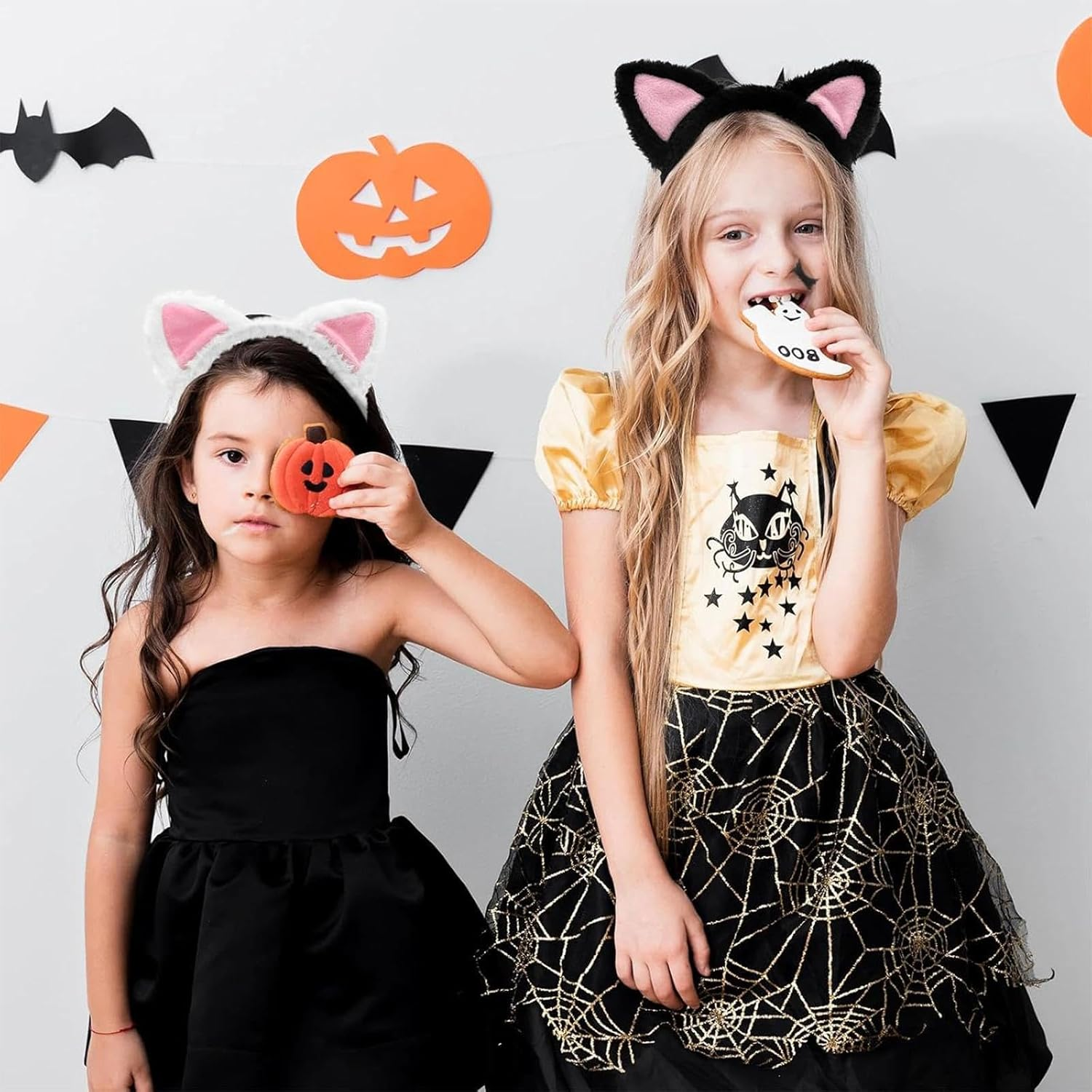 Dinghaole 2 Pcs Cat Ears Headbands, Cute Cat Ears Headband Animal Ears Hair Accessories, Ears Headbands with Pink Inner Ear Cute Hair Accessories for Halloween Cosplay Makeup Spa Yoga Photo Props image number 2