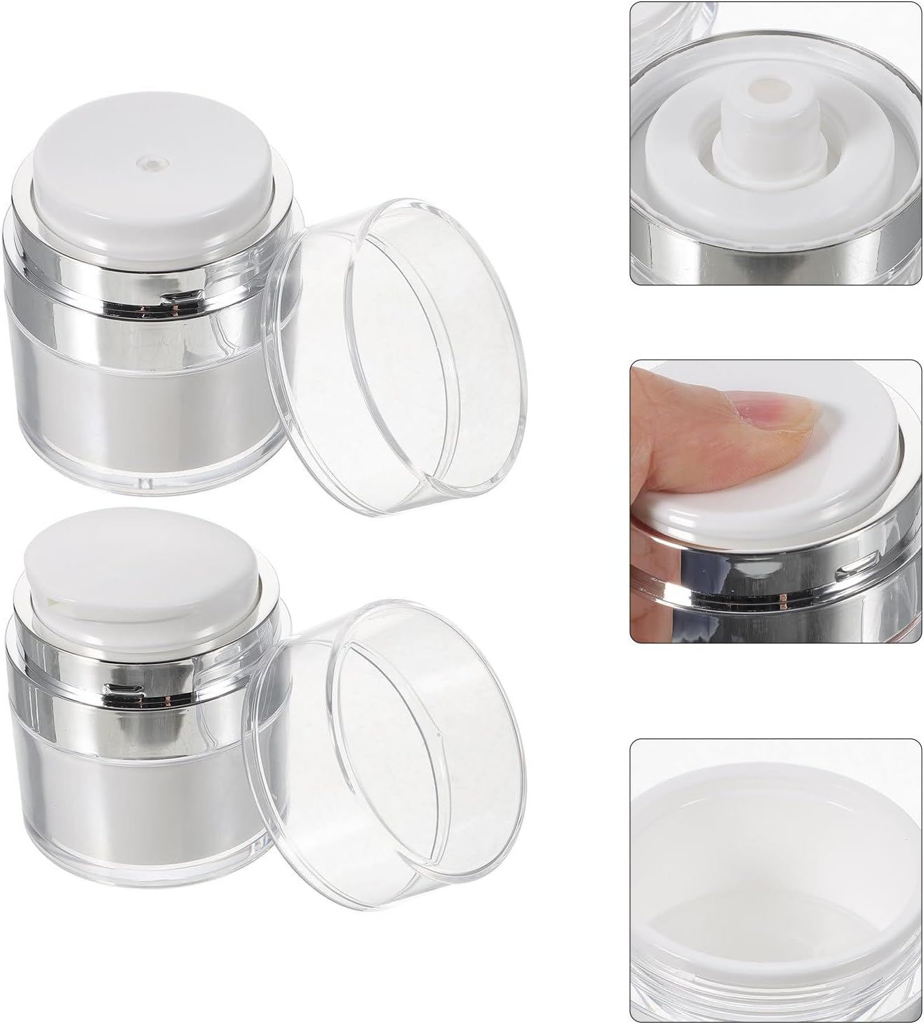 ROMISBABA 2Pcs Portable 30Ml Acrylic Vacuum Pump Lotion Dispenser Bottles for Travel, Refillable Leak-Proof Mini Toiletry Containers for Face Cream and Moisturizer