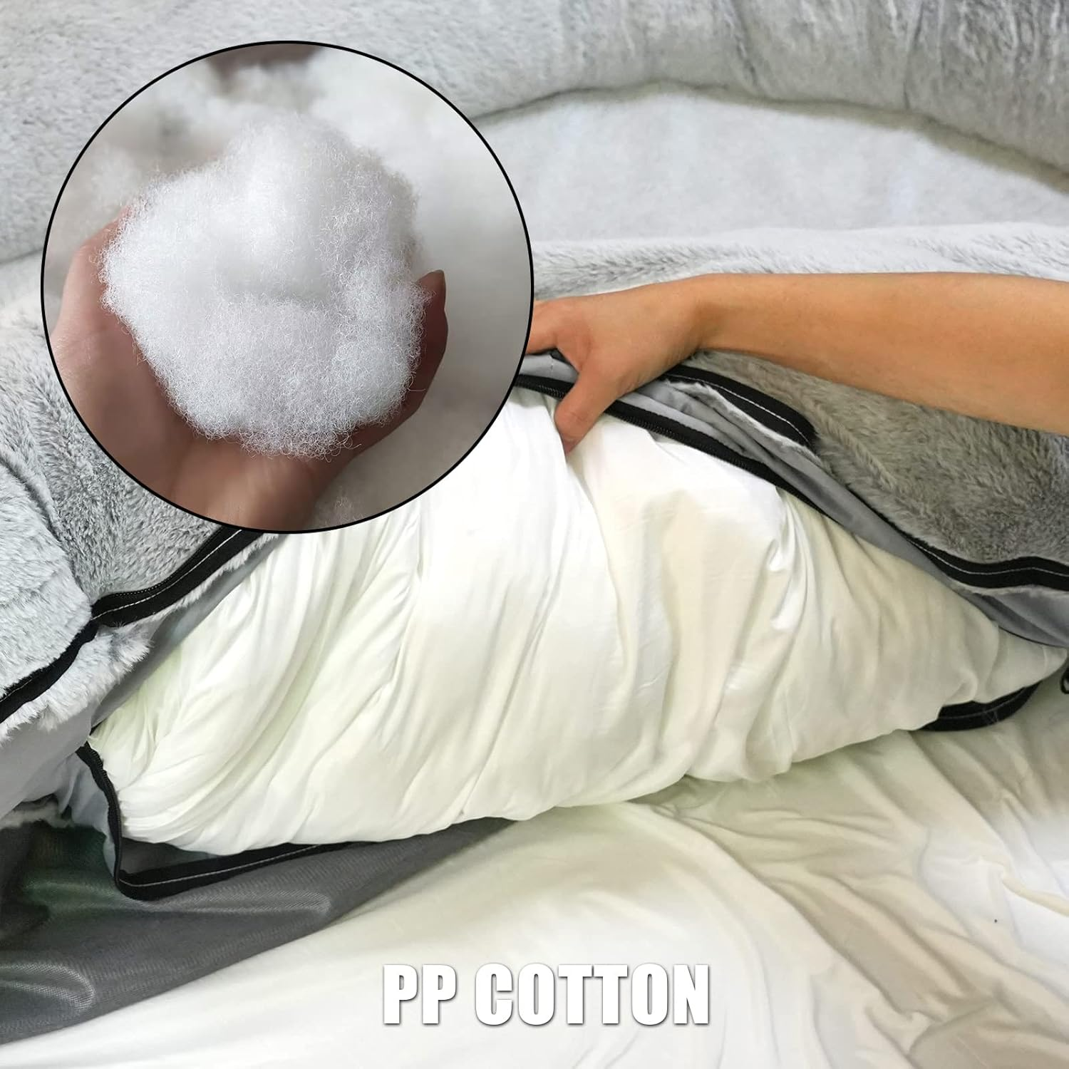 Human Dog Bed with Blanket,72 * 48 * 12Inch Large Dog Bed Human Extra Size Bean Bag Bed,Giant Dog Beds for Humans People to Sleep on (Grey) image number 4