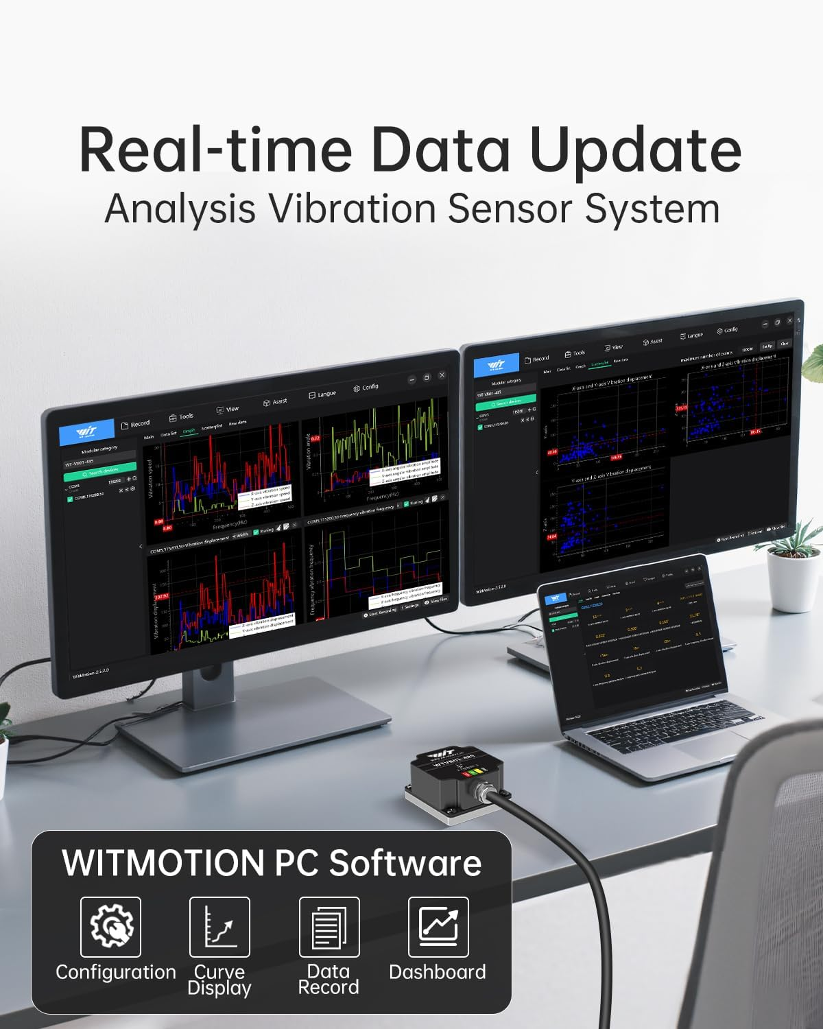 Witmotion WTVB02-485 IP68 Waterproof Vibration Sensor, Modbus 3-Axis (XYZ) Vibration Displacement(30000Um)+Speed(100Mm/S)+Amplitude(180&deg;), for Machinery Analysis (Multi-Connection Vibration Transducer image number 5