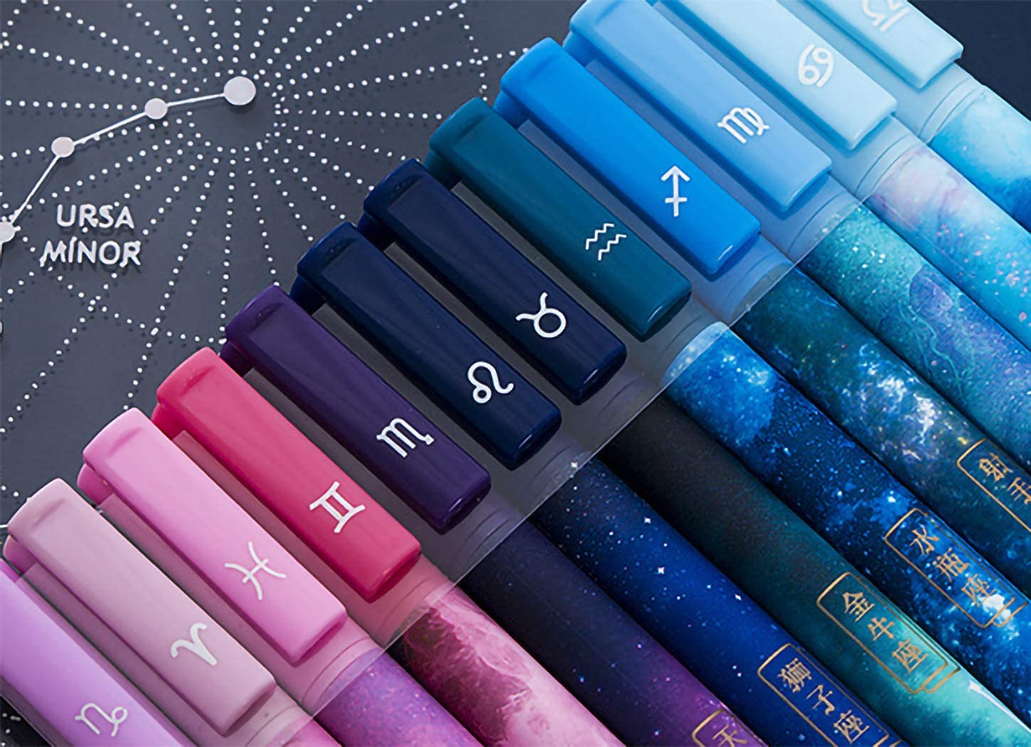 12Pcs Constellation Gel Ink Pens, Creative Galaxy Pens, 0.5Mm Extra-Fine Ballpoint Pen, Promotional Gift Stationery School Office Supply (Black Ink)