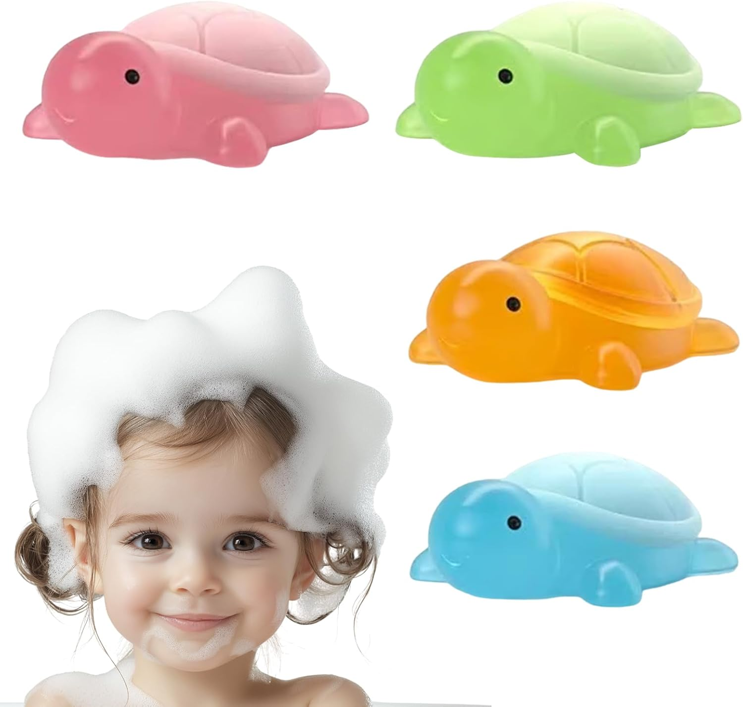 Turtle Shape Soap for Kids - Oil Soap for Children, Children Animal Shape | Kids Hands Face Washing Solution, 4 X Natural Oil for Bathing Traveling Kindergarten for Girls, Boys image number 3