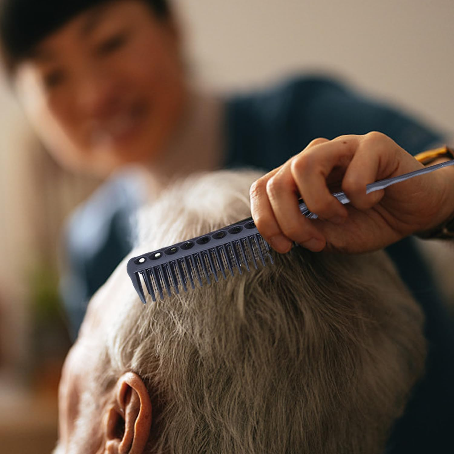 2-Piece Disc Hair Comb, Hairdressing Comb with Dense Tooth Design, Three-Row Hair Comb, Antistatic Hair Comb, Pointed Tail Comb Only for Women (Black, Pink) image number 1