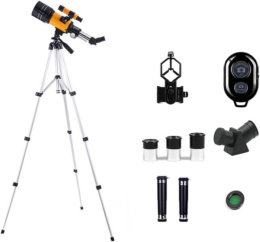 Telescope for Astronomy Astronomical Telescope 150 Times Zoom HD High-Power Portable Tripod Night Vision Deep Space Star View Moon Universe (YELLOW) - Black image number 5