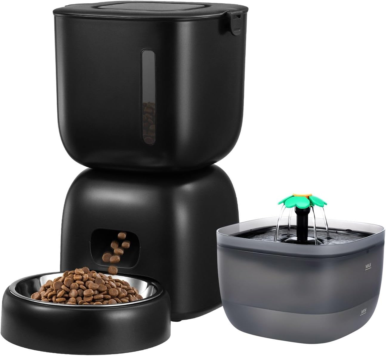 Pet Scene Pet Cat Feeder with 3L Food 2L Water Dispenser Dog Feeding Drinking Fountain Automatic Drinker Waterer Timed 10S Voice Recorder 4 Daily Meals Bowl image number 5