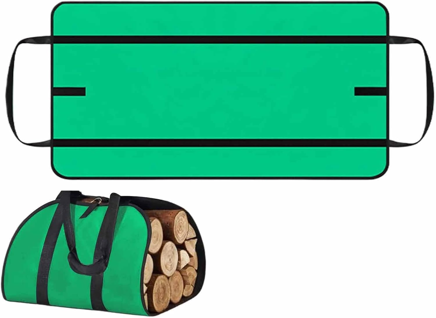 B Baosity Firewood Log Carrier Tote Firewood Storage Bag with Handles Carrying Log Storage Tote for Camping Backpacking Outdoor Travel, Green image number 2