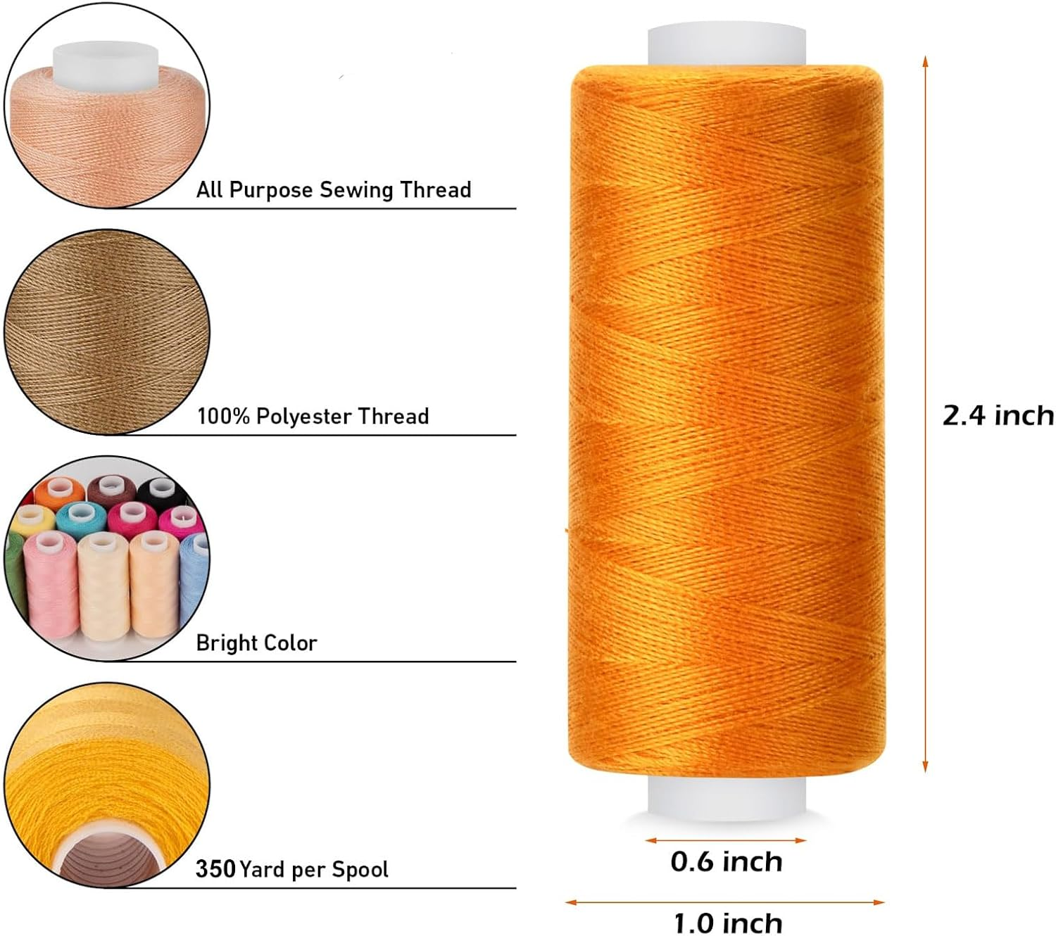 12 Color Sewing Thread Kit, Hair Extension Thread,402 Spools Polyester Thread with Sewing Needle Kit,Round Hair Weave Threads,350 Yards per Thread Spools for Hand & Machine Sewing, DIY and Home image number 3