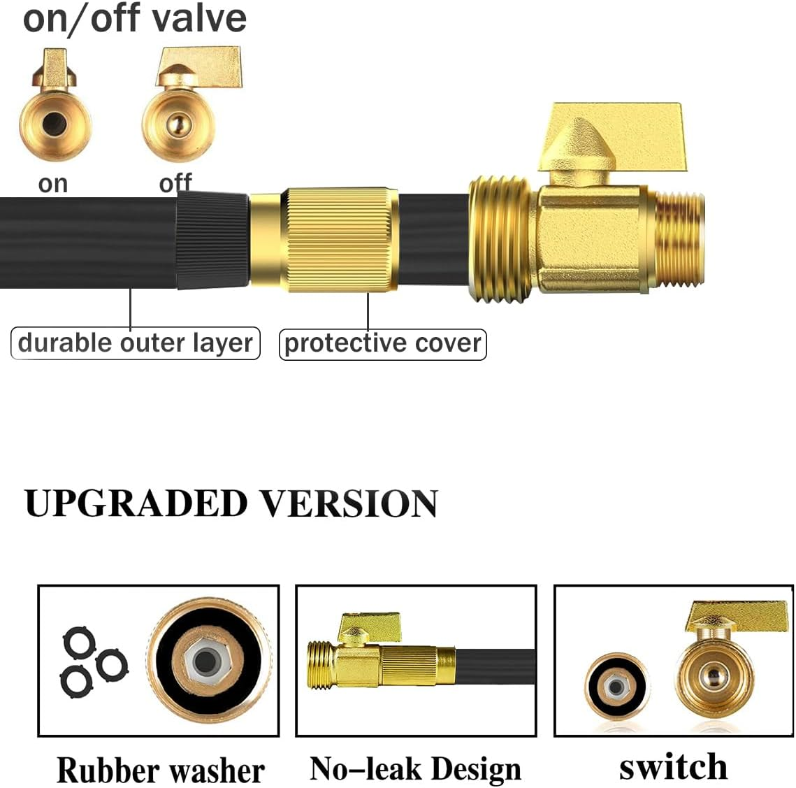 Expandable Garden Hose 100Ft, Water Hose with 40 Layers of Innovative Nano Rubber, with 10 Function Nozzles, Retractable Garden Hose, Water Pipe with Solid Brass Connector for Garden Watering (Black) image number 1
