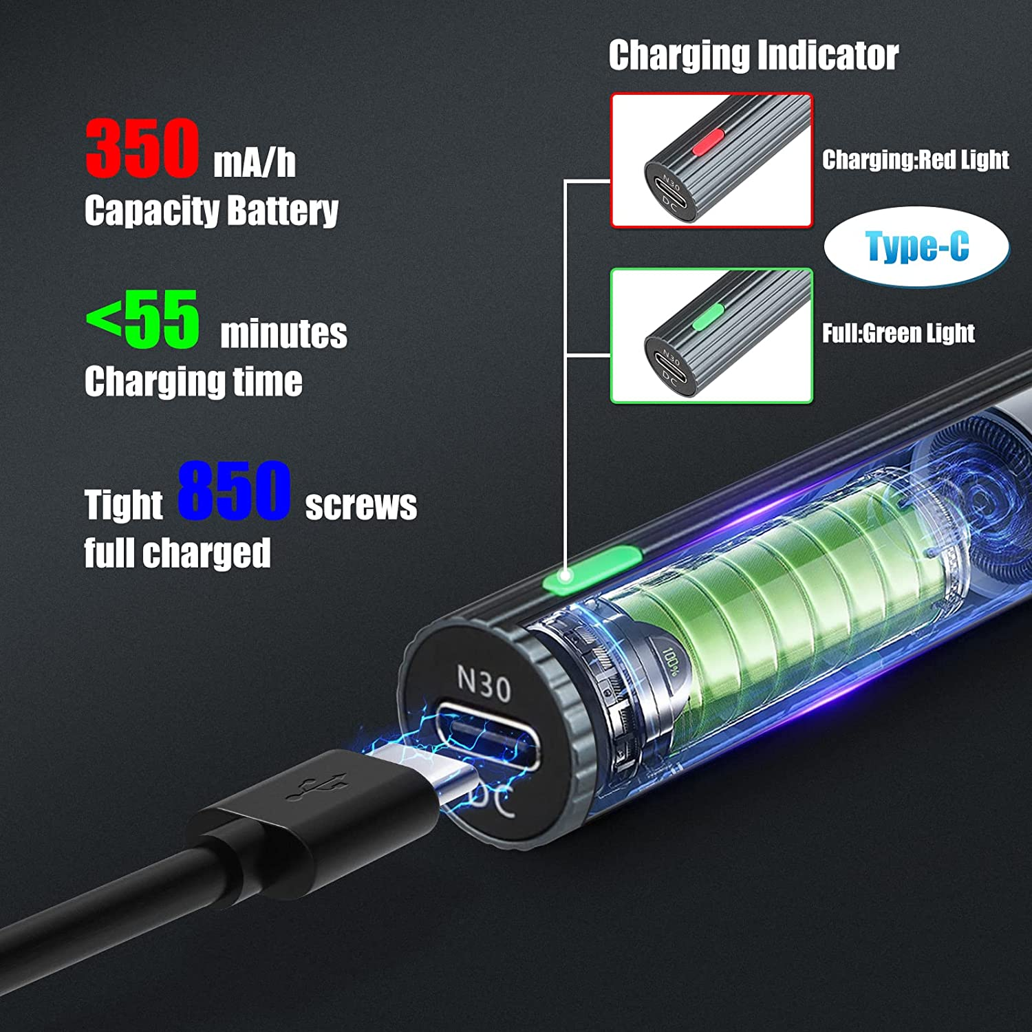 39 in 1 Mini Electric Screwdriver, [New Upgrade] Homtronics Rechargeable Small Power Precision Screwdriver Set with S2 Steel Magnetic Bits, Repair Tool Kit with LED Light for Phone Laptop Watch image number 3
