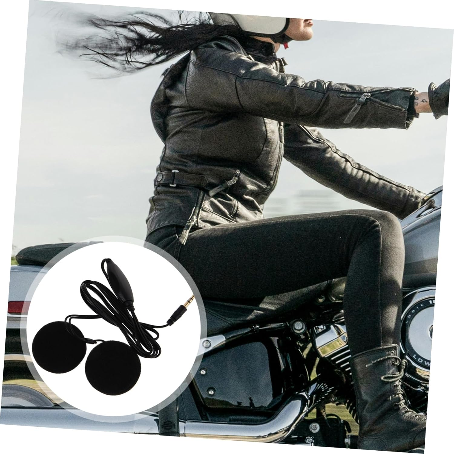 WEKADRIN Motorcycle Helmet Headset with Microphone 3.5Mm Plug Black In-Ear Earphone for Rider Gps Navigation Outdoor Riding Compatible with Motorbike Helmets image number 1