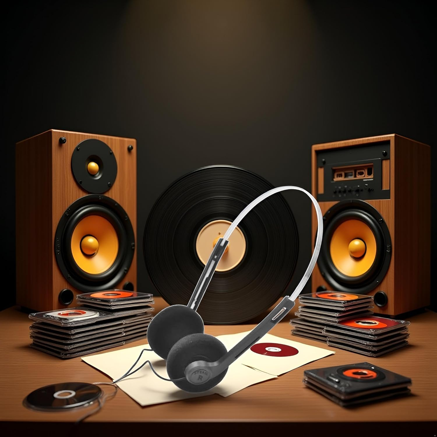 Retro Over-Ear Headphones,Wired Stereo Headphones, Headphone,Lightweight Portable Headphone with Adjustable Headband,Electronics (Black) image number 6