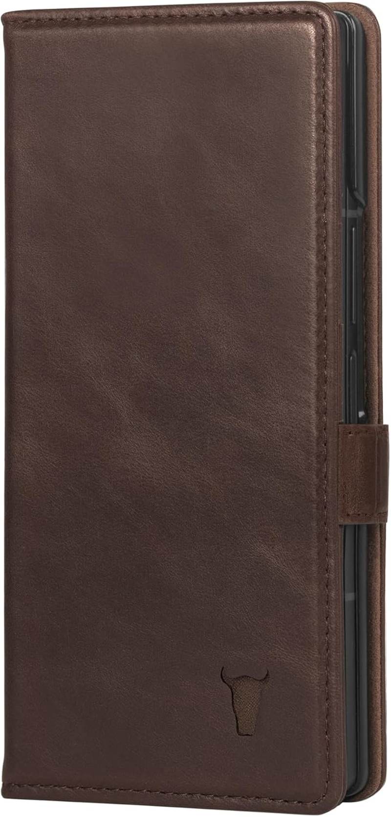 TORRO Case Compatible with Samsung Galaxy Z Fold7 2025 &ndash; Premium Leather Wallet Case with Stand Function and Card Slots (Black)