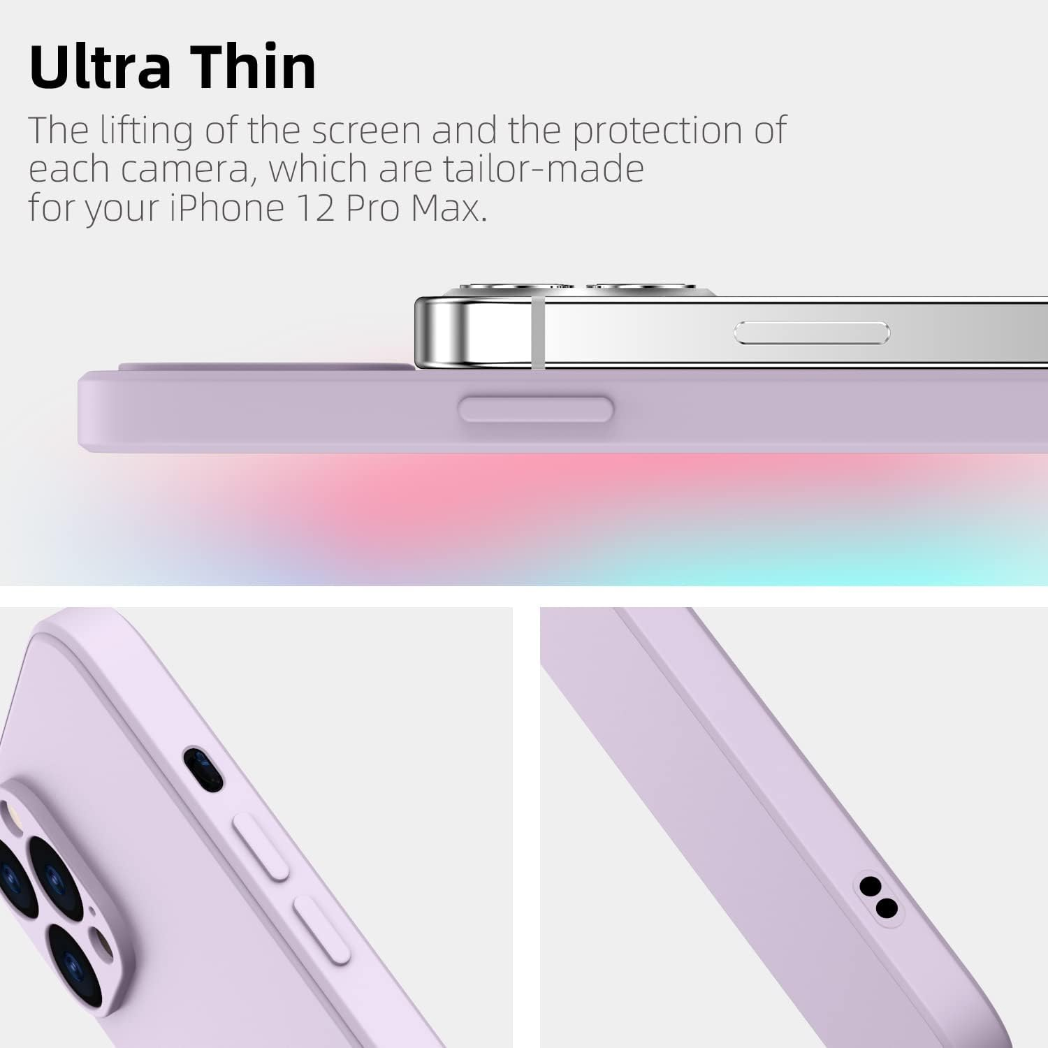 Iphone 12 Pro Max Case, Silicone Case, Iphone 12 Pro Max, Ultra Thin Slim with Microfibre, Scratch-Resistant All-Round Protective Case for Iphone 12 Pro Max, 6.7 Inches, Purple - Dark Black image number 5