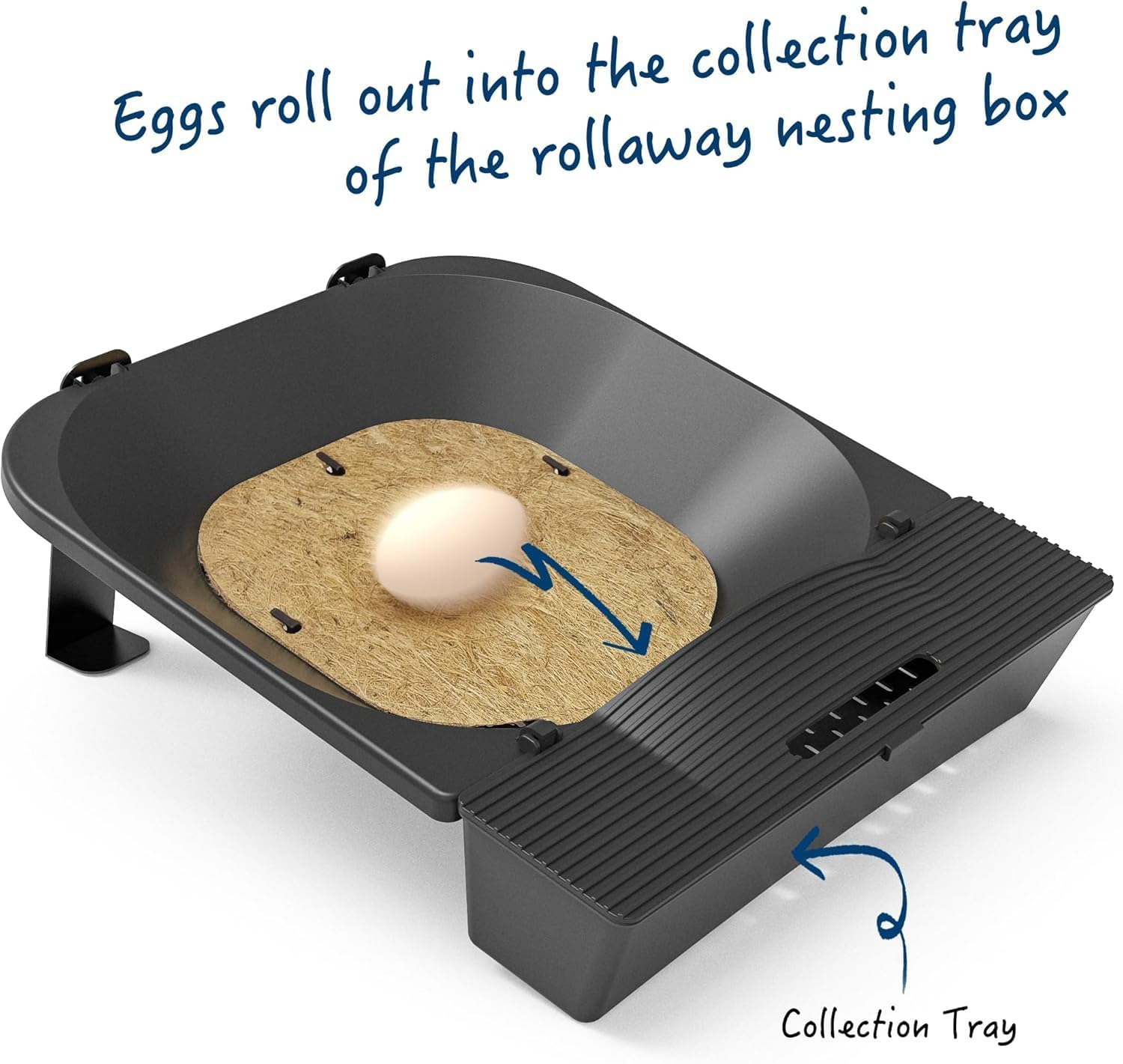 Rolling Nesting Box for Chicken Coop, 1-Pack with 3 Coconut Fiber Mats Replaceable Chicken Coop Accessories, Automatic Egg Collection for Backyard Poultry (Black) image number 4
