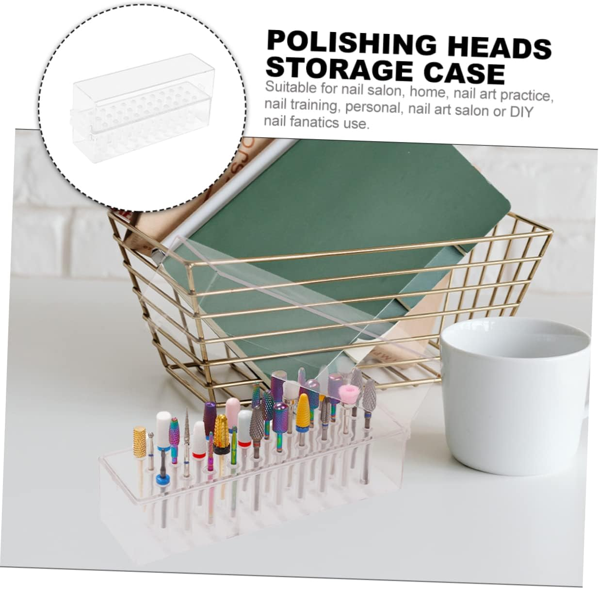 ADOCARN 30-Slot Nail Drill Bits Storage Case Manicure Polishing Head Organizer for Nail Technicians Easy Access