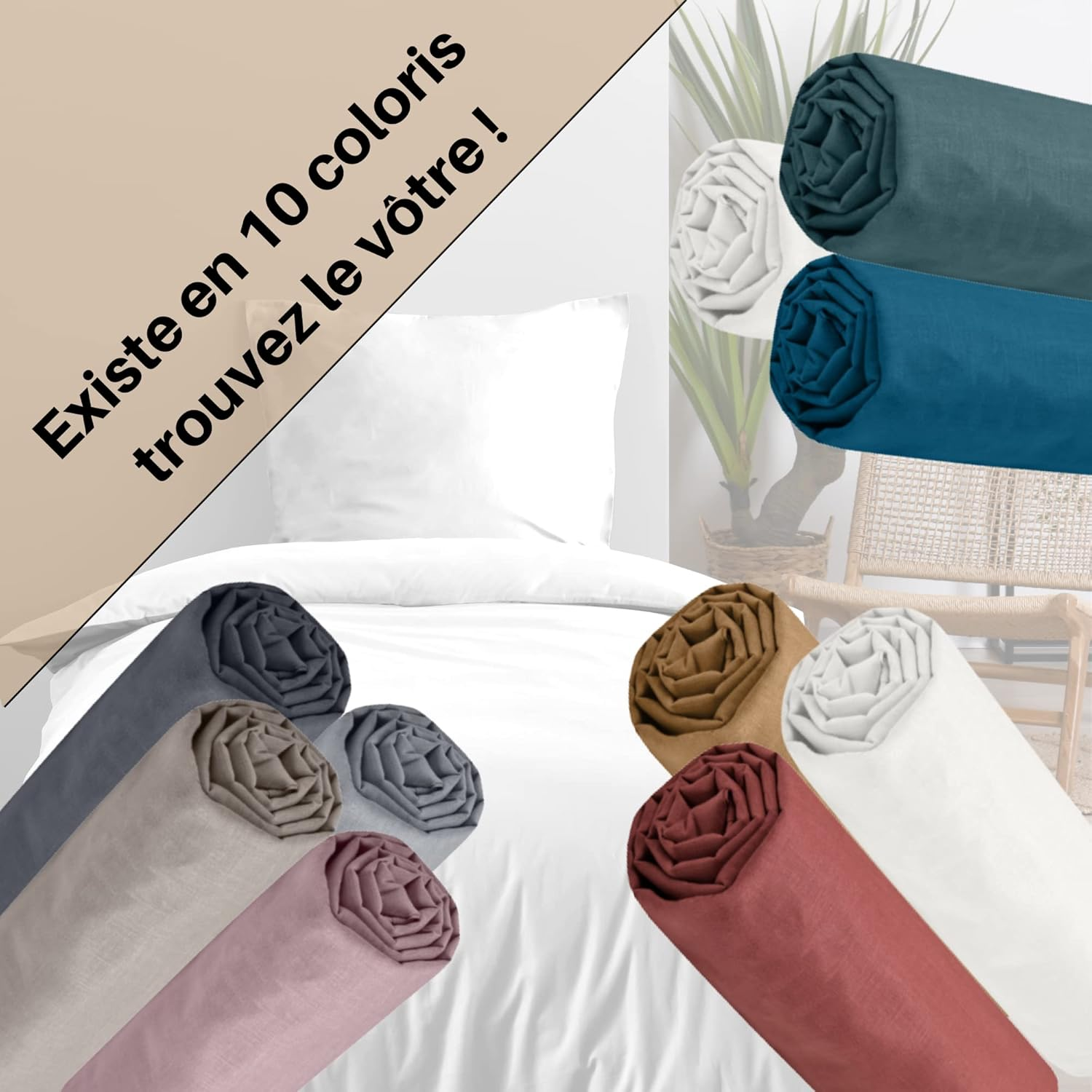 Lovely Casa - Fitted Sheet - Size 180 X 200 Cm, Large Fitted Height 30 Cm, 100% Cotton, Oeko-Tex Certified - Curry Colour - Eden Model - Home Bed Linen - Soft and Comfortable for Cuddly Nest image number 3