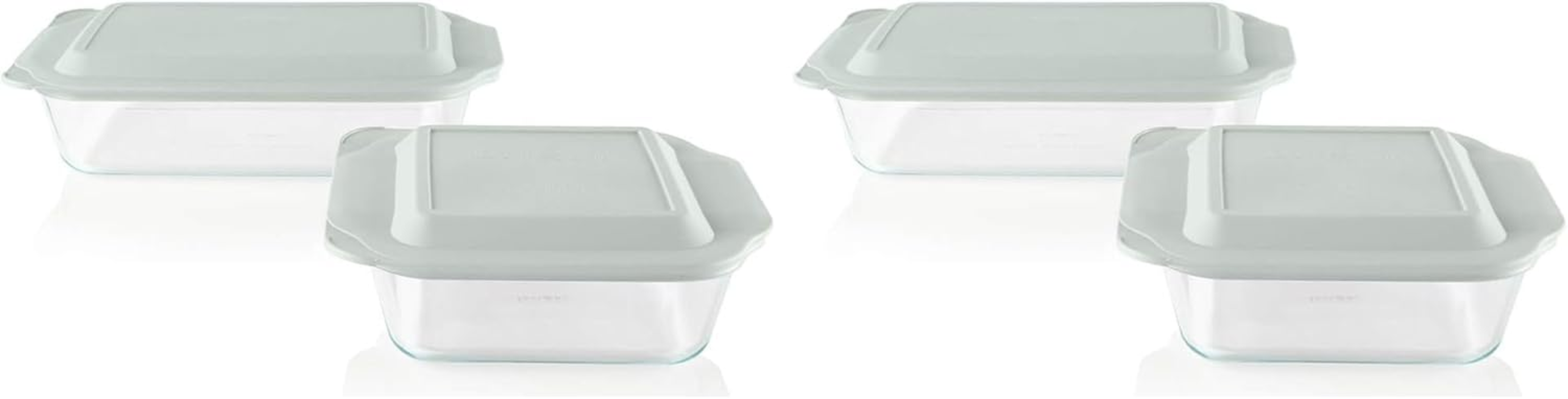 Pyrex Deep Dish Glass Baking Dishes 4 Piece Set &ndash; 50% Deeper for Roasts, Fillings & Sauces &ndash; Durable Tempered Glass, BPA Free, Dishwasher, Freezer, Microwave & Oven Safe &ndash; Sage Lids image number 6