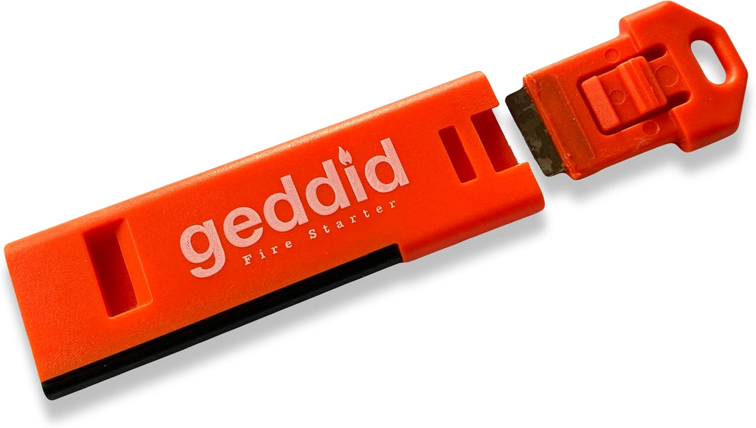 Geddid Fire Starter Key Ring with 120 Db Emergency Signal Whistle, Metal Scraper and Attachment Eyelet for Survival Camping Outdoor - Orange image number 2
