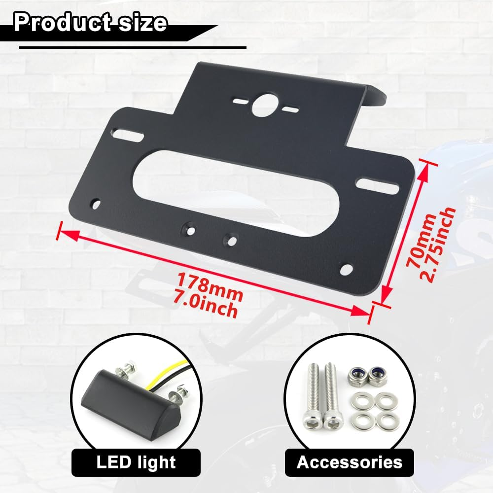 GSXR600 GSXR750 Fender Eliminator, Tail Tidy, for SUZUKI GSXR 600/750 L1 2011-2019, with Led License Plate Light (Black) image number 1