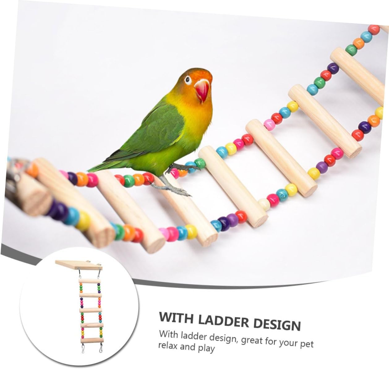 CLISPEED Parrot Standing Ladder Colored Wooden Climbing Swing for Birds Cockatiels Parakeets Lovebirds Training Playground Chewing Activity image number 5