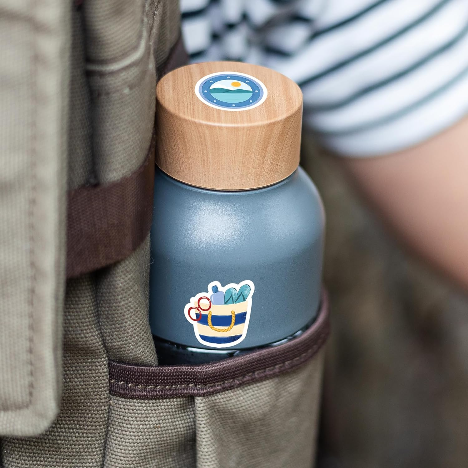 Navy Peony Relaxing Cruise Travel Stickers (30Pcs) - Watercolor, Waterproof Cruise Ship Decals for Journals, Scrapbooks, Water Bottle, Suitcase image number 2