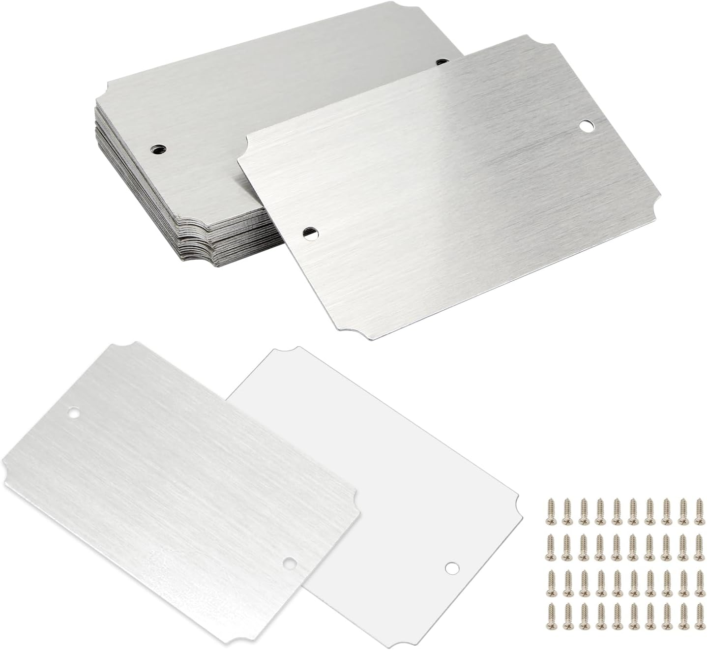 20 Pcs Name Plates Laser Engraved, Plaques Personalized Engraved, Solid Metal Plate, Name Plate for Desk, Personalized Plaque Blank, Custom Name Tag, Laser Engraving Blanks (2'' X 3'') (Silver)