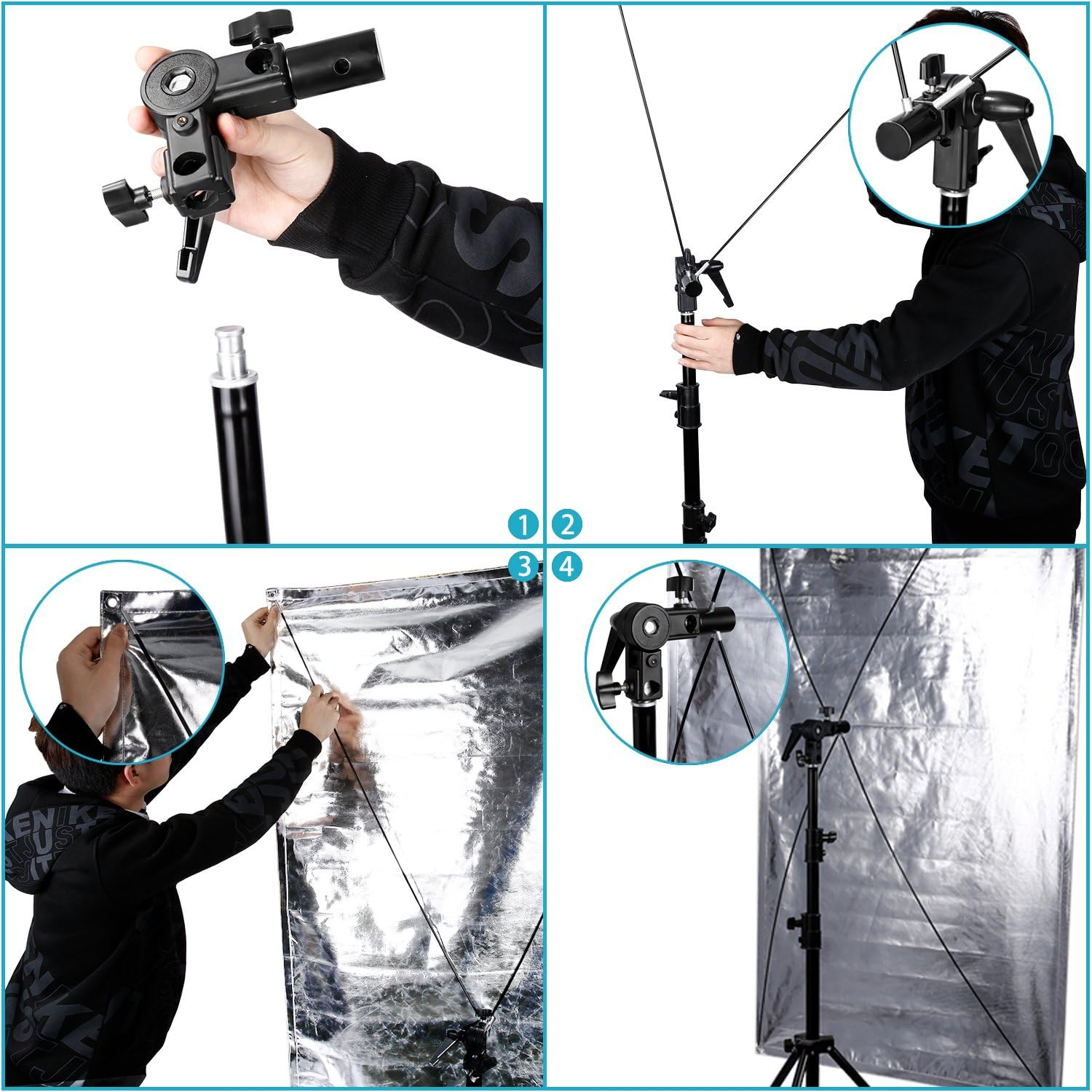 Neewer 35" X 70"/ 90 X 180Cm Photo Studio Gold/Silver & Black/White Flat Panel Light Reflector with 360 Degree Rotating Holding Bracket and Carrying Bag image number 2