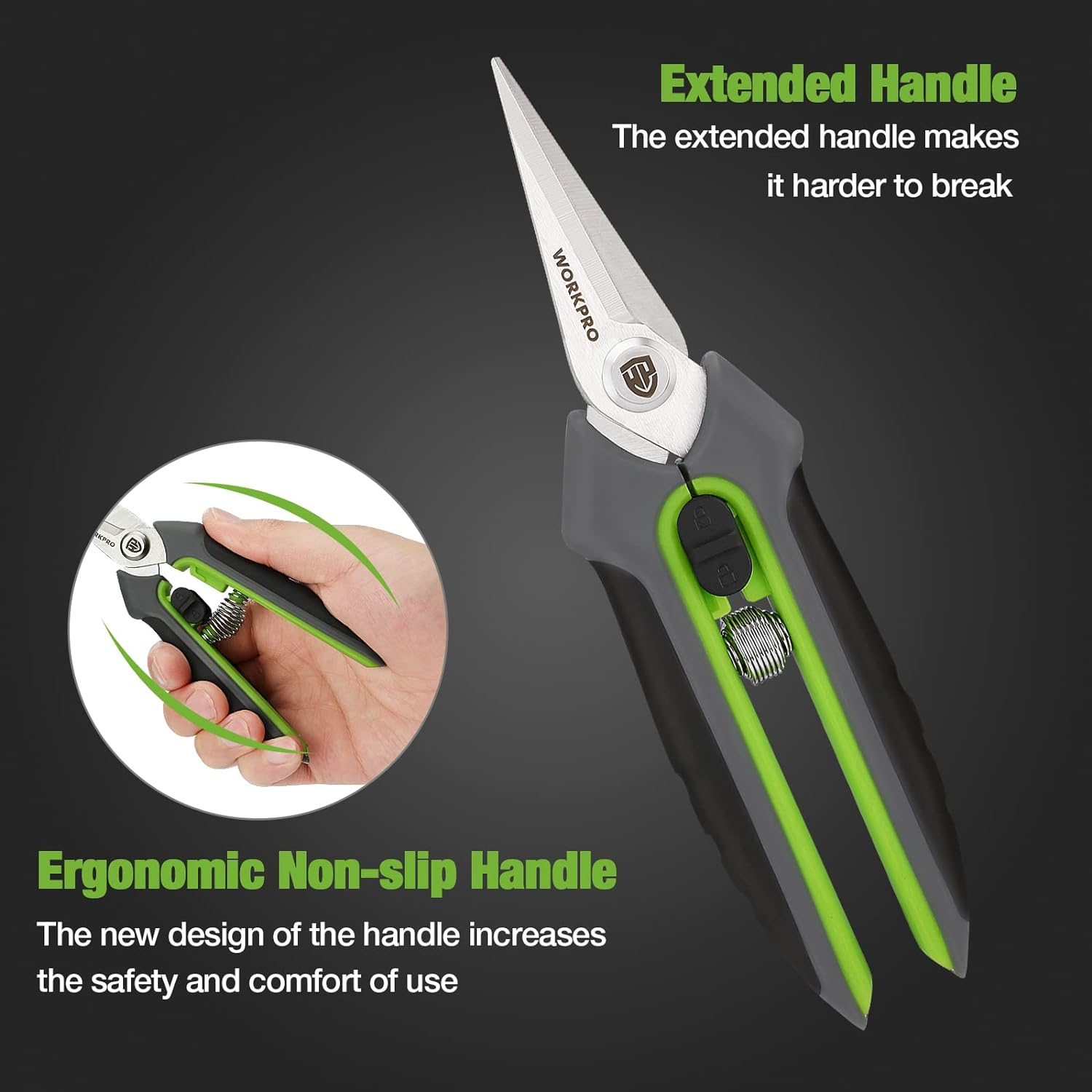 WORKPRO 2 Packs Pruning Shears, 6.5&rdquo; Gardening Scissors Snips Clippers with Precision Blades, Hand Pruner Set with Sheaths image number 5