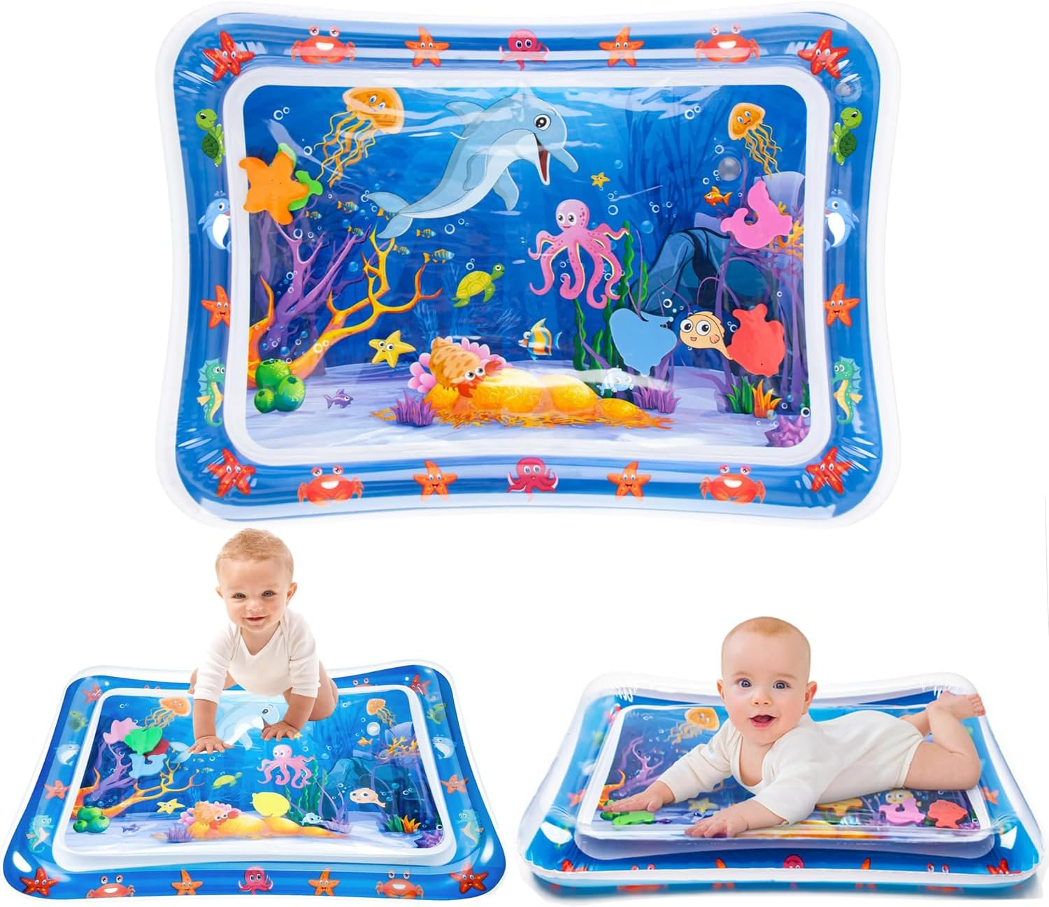 Inflatable Tummy Time Mat Premium Baby Water Play Mat for Infants and Toddlers Baby Toys for 3 to 24 Months Girls and Boys, Strengthen Your Baby'S Muscles, Water Play Mat Portable