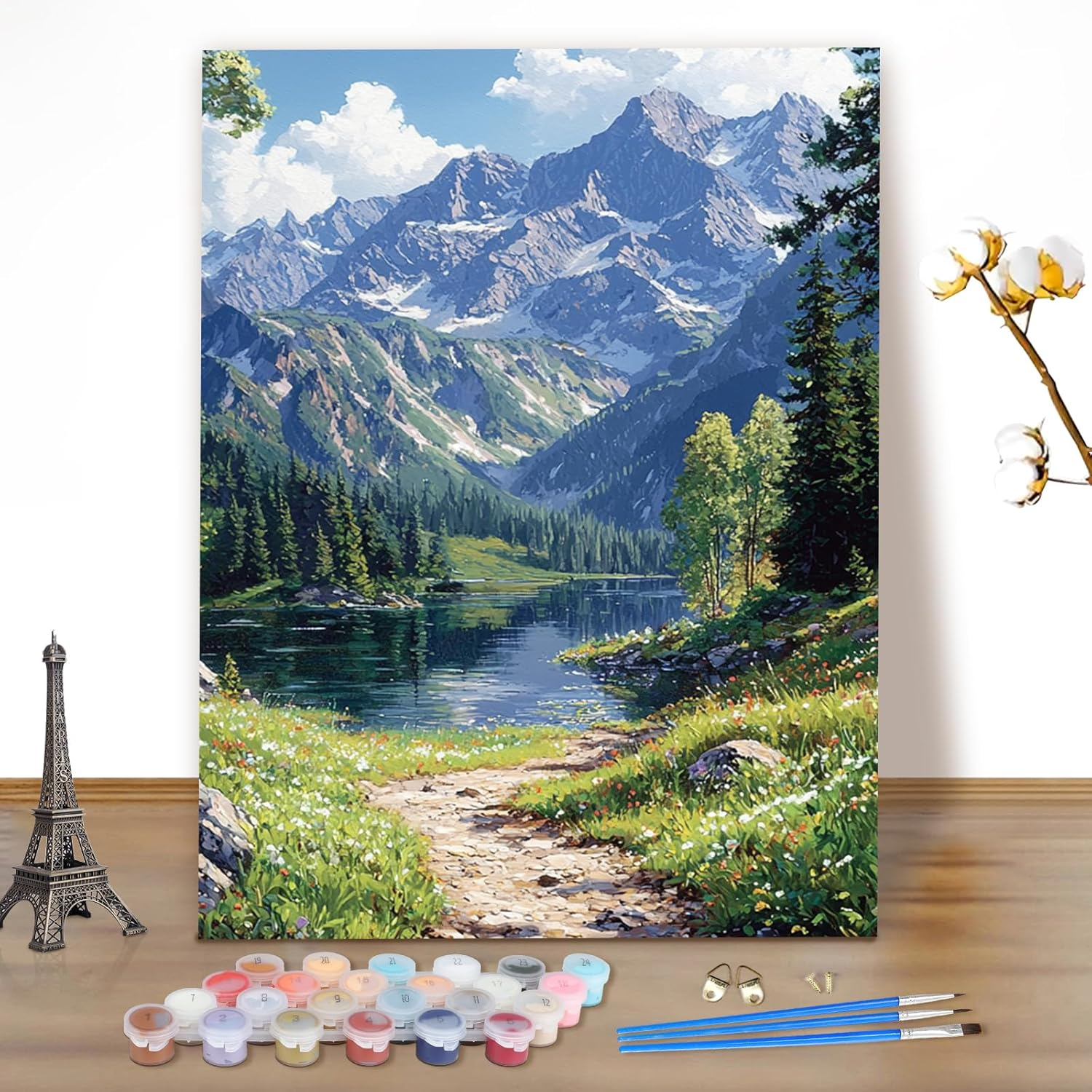 MEIYUDA Painting by Numbers Adults, DIY Set Adult Mountains Craft Set Landscape, DIY Hand Painted Oil Painting Kit as a Gift and Home Decoration 40 X 50 Cm (Without Frame)